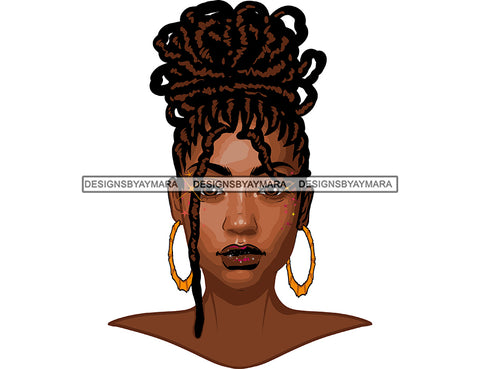 Melanin African American Woman Face Locs Bun Messy Bun Latina Caribbean Woman Locs Dreadlocks Dread Hairstyle Sister Locs Salon Logo Design Element SVG JPG PNG Vector Clipart Cricut Silhouette Cut Cutting