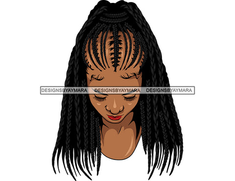 Melanin Woman Head Braids Hairstyle African American Latina Woman Salon Logo Goddess Fulani Knotless Cornrows Braided Updo Twists Box Faux Locs Crochet Braids Design Element SVG JPG PNG Vector Clipart Cricut Silhouette Cut Cutting