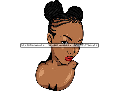 Melanin Woman Head Braids Hairstyle African American Latina Woman Salon Logo Goddess Fulani Knotless Cornrows Braided Updo Twists Box Faux Locs Crochet Braids Design Element SVG JPG PNG Vector Clipart Cricut Silhouette Cut Cutting