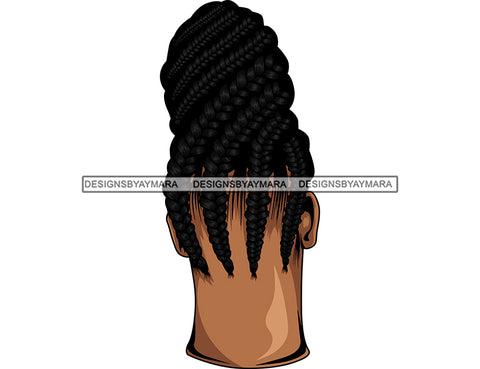 Melanin Woman Head Braids Hairstyle African American Latina Woman Salon Logo Goddess Fulani Knotless Cornrows Braided Updo Twists Box Faux Locs Crochet Braids Design Element SVG JPG PNG Vector Clipart Cricut Silhouette Cut Cutting