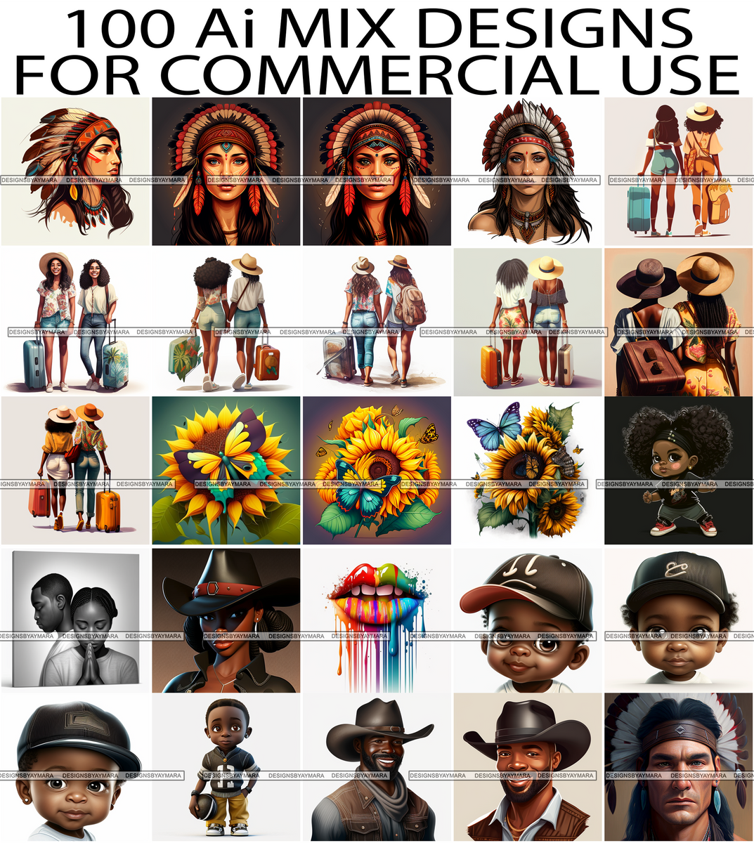 Bundle 100 Ai Digital Artwork For Commercial Use Mix Designs JPG High –  DesignsByAymara