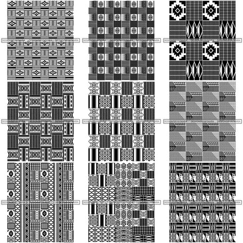Bundle 9 Kente African Pattern African American Culture SVG Cutting Files For Cricut and Silhouette