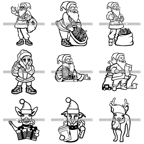 Mega Bundle 106 Christmas Designs Cold Weather Snow Santa Winter SVG PNG JPG Cutting Designs Silhouette Sublimation