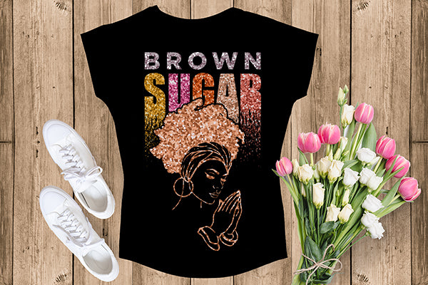 Brown Sugar Melanin Woman Sparkles African American Female Nubian Designs For T-Shirts Sublimation Print Cut Cutting SVG PNG JPG Vector Files