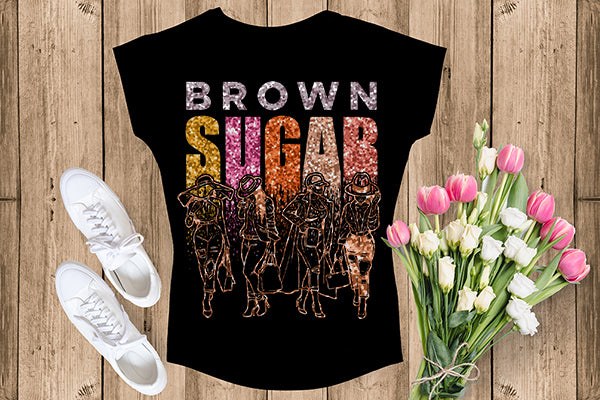 Brown Sugar Melanin Woman Sparkles African American Female Nubian Designs For T-Shirts Sublimation Print Cut Cutting SVG PNG JPG Vector Files