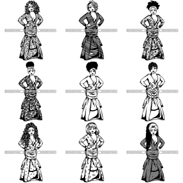 Bundle 9 Afro Lola Boss Fashion Diva Glamour .SVG Cutting Files For Silhouette and Cricut and More!