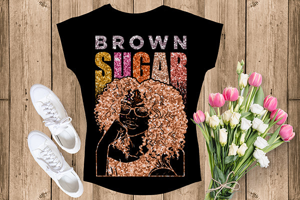 Brown Sugar Melanin Woman Sparkles African American Female Nubian Designs For T-Shirts Sublimation Print Cut Cutting SVG PNG JPG Vector Files