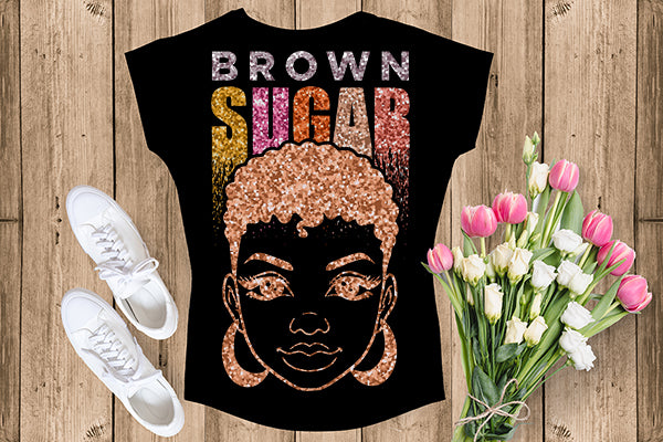 Brown Sugar Melanin Woman Sparkles African American Female Nubian Designs For T-Shirts Sublimation Print Cut Cutting SVG PNG JPG Vector Files