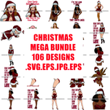 Mega Bundle 106 Christmas Designs Cold Weather Snow Santa Winter SVG PNG JPG Cutting Designs Silhouette Sublimation