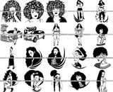 Super Bundle 20 Afro Beautiful Woman SVG Cutting Files For Silhouette and Cricut