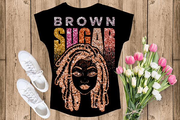 Brown Sugar Melanin Woman Sparkles African American Female Nubian Designs For T-Shirts Sublimation Print Cut Cutting SVG PNG JPG Vector Files