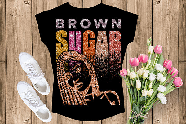 Brown Sugar Melanin Woman Sparkles African American Female Nubian Designs For T-Shirts Sublimation Print Cut Cutting SVG PNG JPG Vector Files