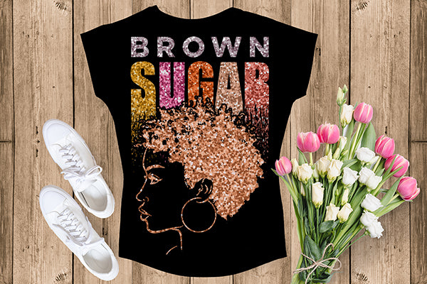 Brown Sugar Melanin Woman Sparkles African American Female Nubian Designs For T-Shirts Sublimation Print Cut Cutting SVG PNG JPG Vector Files