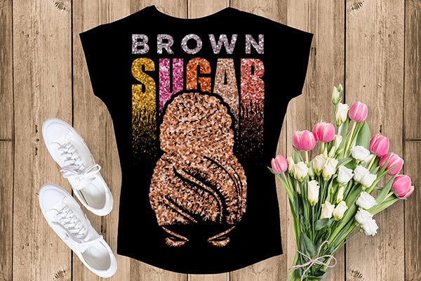 Brown Sugar Melanin Woman Sparkles African American Female Nubian Designs For T-Shirts Sublimation Print Cut Cutting SVG PNG JPG Vector Files
