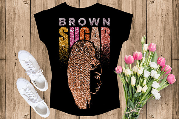Brown Sugar Melanin Woman Sparkles African American Female Nubian Designs For T-Shirts Sublimation Print Cut Cutting SVG PNG JPG Vector Files