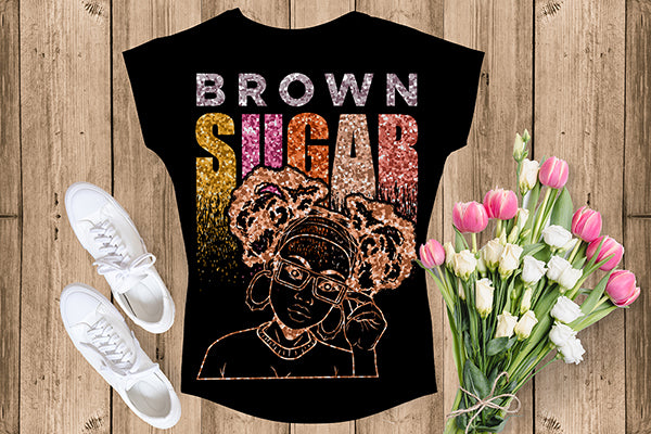 Brown Sugar Melanin Woman Sparkles African American Female Nubian Designs For T-Shirts Sublimation Print Cut Cutting SVG PNG JPG Vector Files