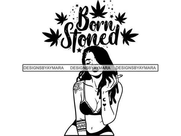 Woman Smoking Pot Deadlock Braids Hairstyle Rasta Queen Blunt Weed Cannabis 420 Marijuana Stoner High Life .SVG Cut File For Silhouette and Cricut
