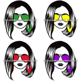 Bundle 4 Afro Lola Boss Lady Dope Diva Glamour Wearing Glasses Accesories .SVG Cut Files