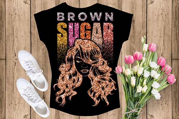 Brown Sugar Melanin Woman Sparkles African American Female Nubian Designs For T-Shirts Sublimation Print Cut Cutting SVG PNG JPG Vector Files