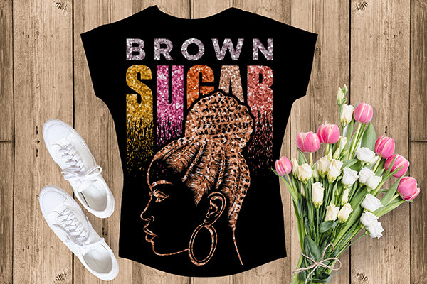 Brown Sugar Melanin Woman Sparkles African American Female Nubian Designs For T-Shirts Sublimation Print Cut Cutting SVG PNG JPG Vector Files
