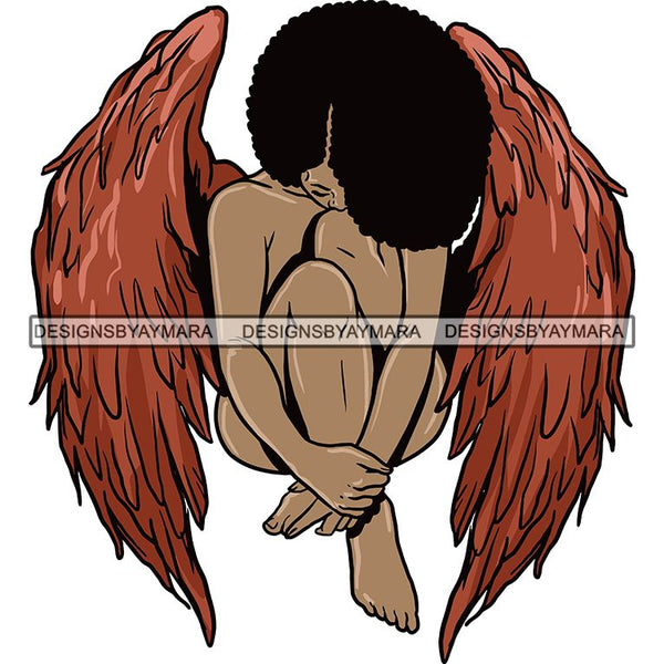 Afro Angel Black Woman SVG Cutting Files For Silhouette Cricut and More