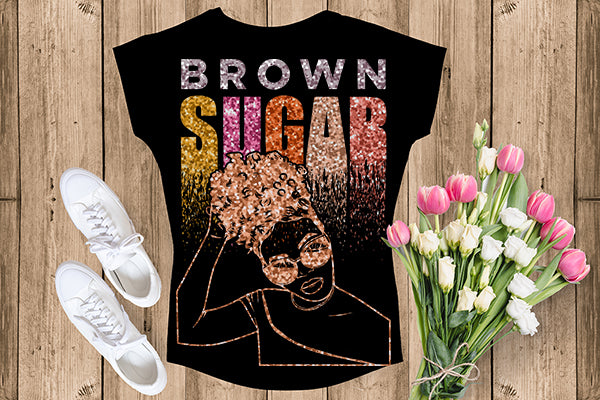 Brown Sugar Melanin Woman Sparkles African American Female Nubian Designs For T-Shirts Sublimation Print Cut Cutting SVG PNG JPG Vector Files