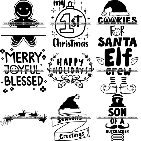 CHRISTMAS MEGA BUNDLE 54 Designs Christmas svg Winter svg Holidays svg Cut Files Cricut Silhouette