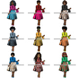 Bundle 9 Afro Lola Classy Fashion Girl Fashionable Woman .SVG Clipart Cutting Files For Silhouette and Cricut and More!