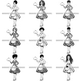 Bundle 9 Afro Chef Lola Cooker Cooking Culinary Profession .SVG Clipart Vector Cutting Files For Circuit Silhouette Cricut and More!