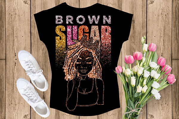 Brown Sugar Melanin Woman Sparkles African American Female Nubian Designs For T-Shirts Sublimation Print Cut Cutting SVG PNG JPG Vector Files