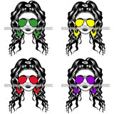 Bundle 4 Afro Lola Boss Lady Dope Diva Glamour Wearing Glasses Accesories .SVG Cut Files