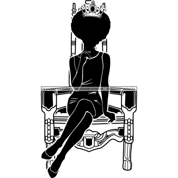 Afro Queen Silhouette SVG African Goddess Cutting Files 1