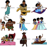 Princesses and Heroes Cartoon Character Designs Black Princess Black Hero Designs For Sublimation SVG PNG JPG Cutting Files Cricut Silhouette