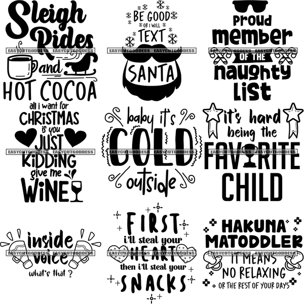 CHRISTMAS MEGA BUNDLE 54 Designs Christmas svg Winter svg Holidays svg Cut Files Cricut Silhouette