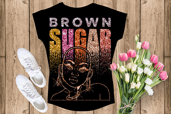 Brown Sugar Melanin Woman Sparkles African American Female Nubian Designs For T-Shirts Sublimation Print Cut Cutting SVG PNG JPG Vector Files