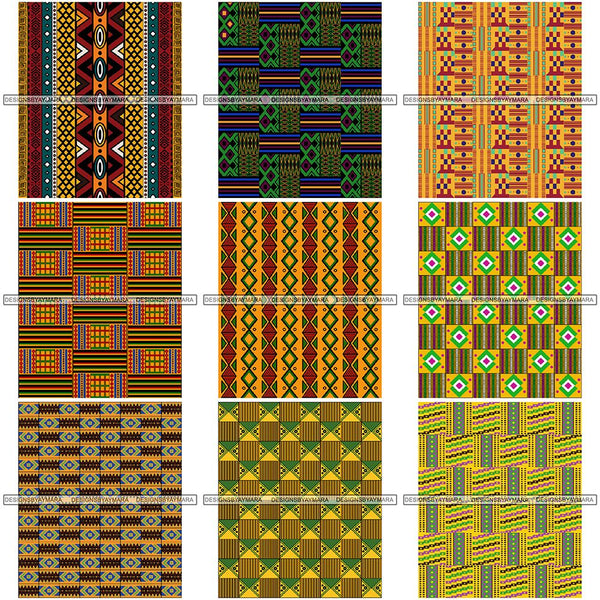 Bundle 9 Kente African Pattern African American Culture PNG Print Files Not For Cutting