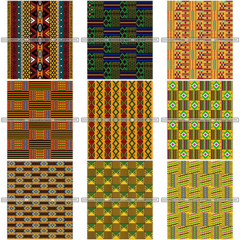 Bundle 9 Kente African Pattern African American Culture PNG Print Files Not For Cutting