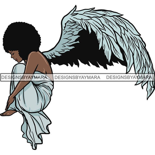 Afro Angel Black Woman SVG Cutting Files For Silhouette Cricut and More