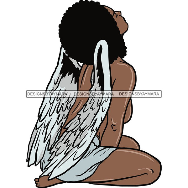 Afro Angel Black Woman SVG Cutting Files For Silhouette Cricut and More