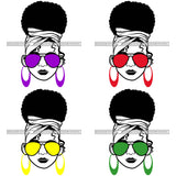 Bundle 4 Afro Lola Boss Lady Dope Diva Glamour Wearing Glasses Accesories .SVG Cut Files