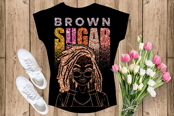 Brown Sugar Melanin Woman Sparkles African American Female Nubian Designs For T-Shirts Sublimation Print Cut Cutting SVG PNG JPG Vector Files