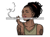 Woman Smoking Pot Deadlock Braids Hairstyle Rasta Queen Blunt Weed Cannabis 420 Marijuana Stoner High Life PNG Files For Print Not For Cutting