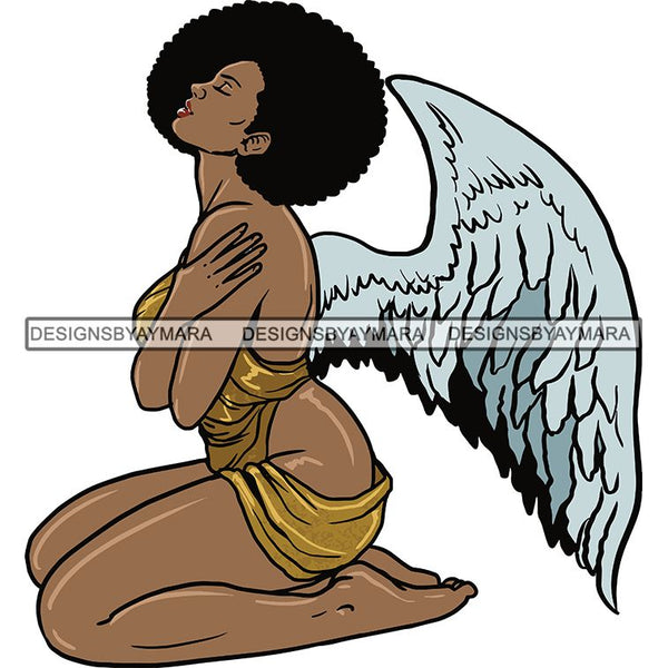 Afro Angel Black Woman SVG Cutting Files For Silhouette Cricut and More