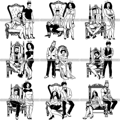 Bundle 9 King and Queen Rey Reina Couple Life Goals SVG Cut Files For Silhouette and Cricut