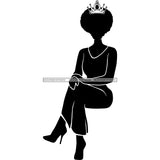 Afro Queen Silhouette SVG African Goddess Cutting Files 1