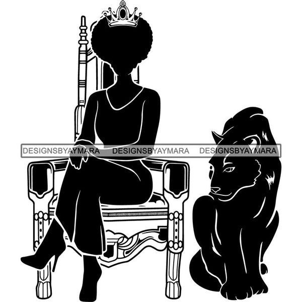 Afro Queen Silhouette SVG African Goddess Cutting Files 1