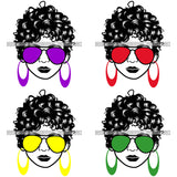 Bundle 4 Afro Lola Boss Lady Dope Diva Glamour Wearing Glasses Accesories .SVG Cut Files