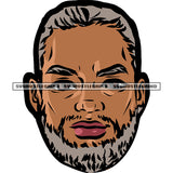 African American Old Man Head Male Character Face Clothing Strongman Gentleman Color Design Element White Background SVG JPG PNG Vector Clipart Cricut Silhouette Cut Cutting