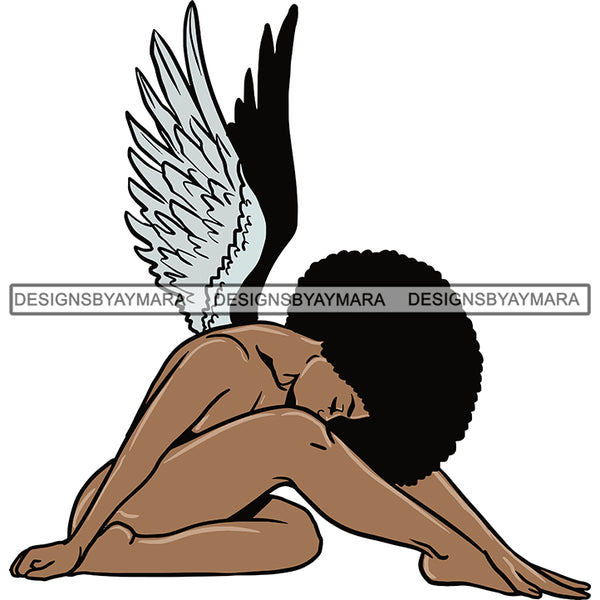 Afro Angel Black Woman SVG Cutting Files For Silhouette Cricut and More