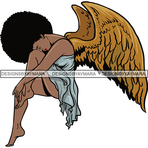 Afro Angel Black Woman SVG Cutting Files For Silhouette Cricut and More